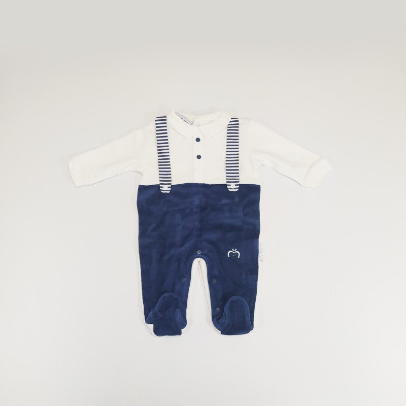 Velour Sleepsuit with Embroidery 6/9 MONTHS
