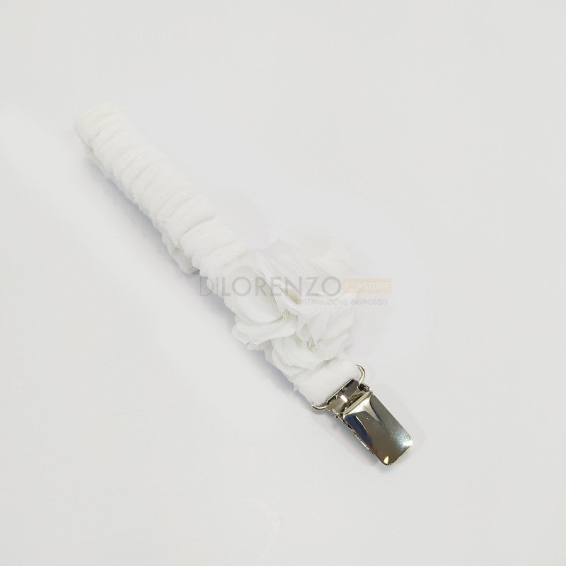 Chenille Soother Holder Tender and Beautiful White