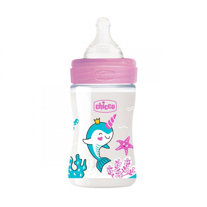 Wellbeing Plastic Baby Bottle Slow Flow Pink